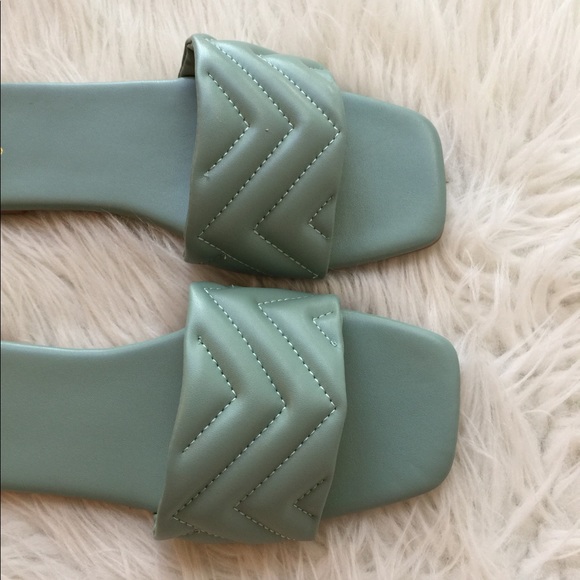 Sea Foam Quilted Square Toe Sandals - Picture 7 of 16